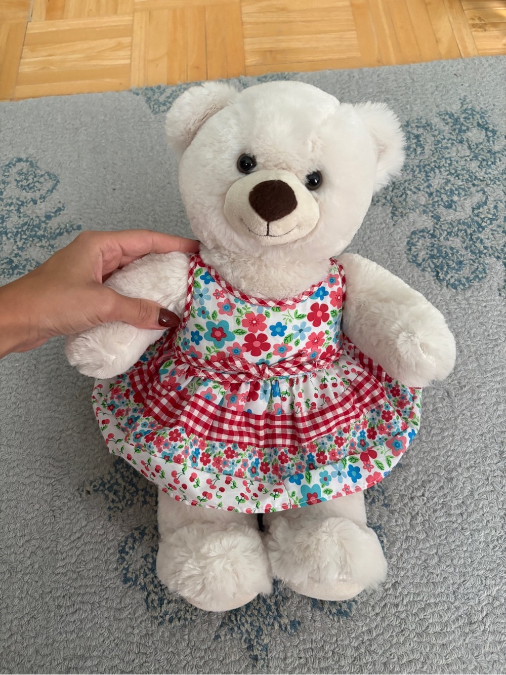 BUILD A BEAR NEW Condition 16” Plush White Bear Toy in Dress - authentic